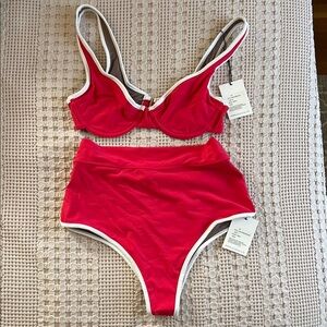 Acacia Red High-Waisted Bikini Set